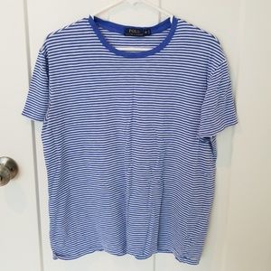 Polo Medium Blue & White Stripe Crewneck T Shirt